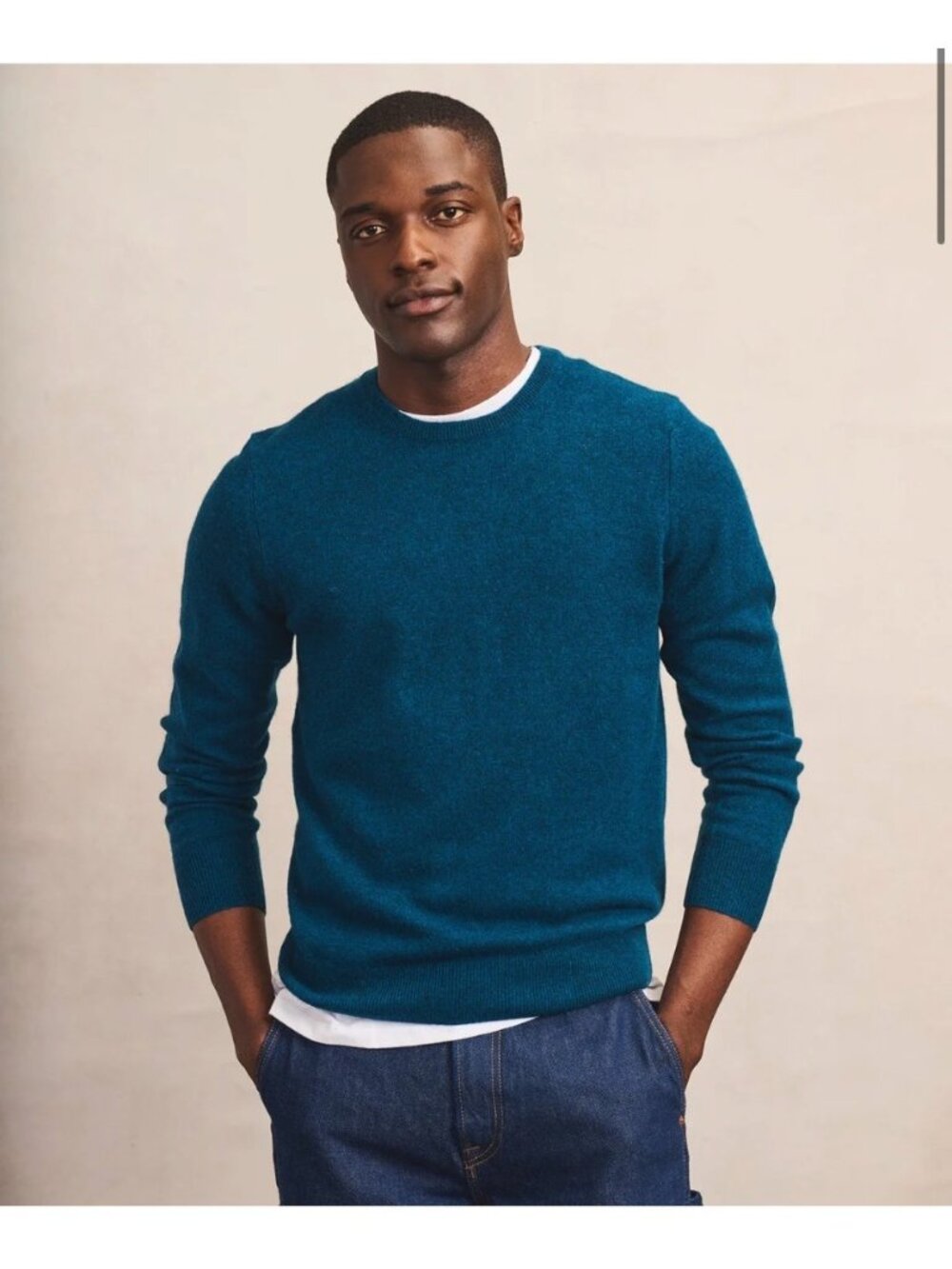 Naadam Mens Peacock Blue Cashmere Crewneck Sweater L New With Tags